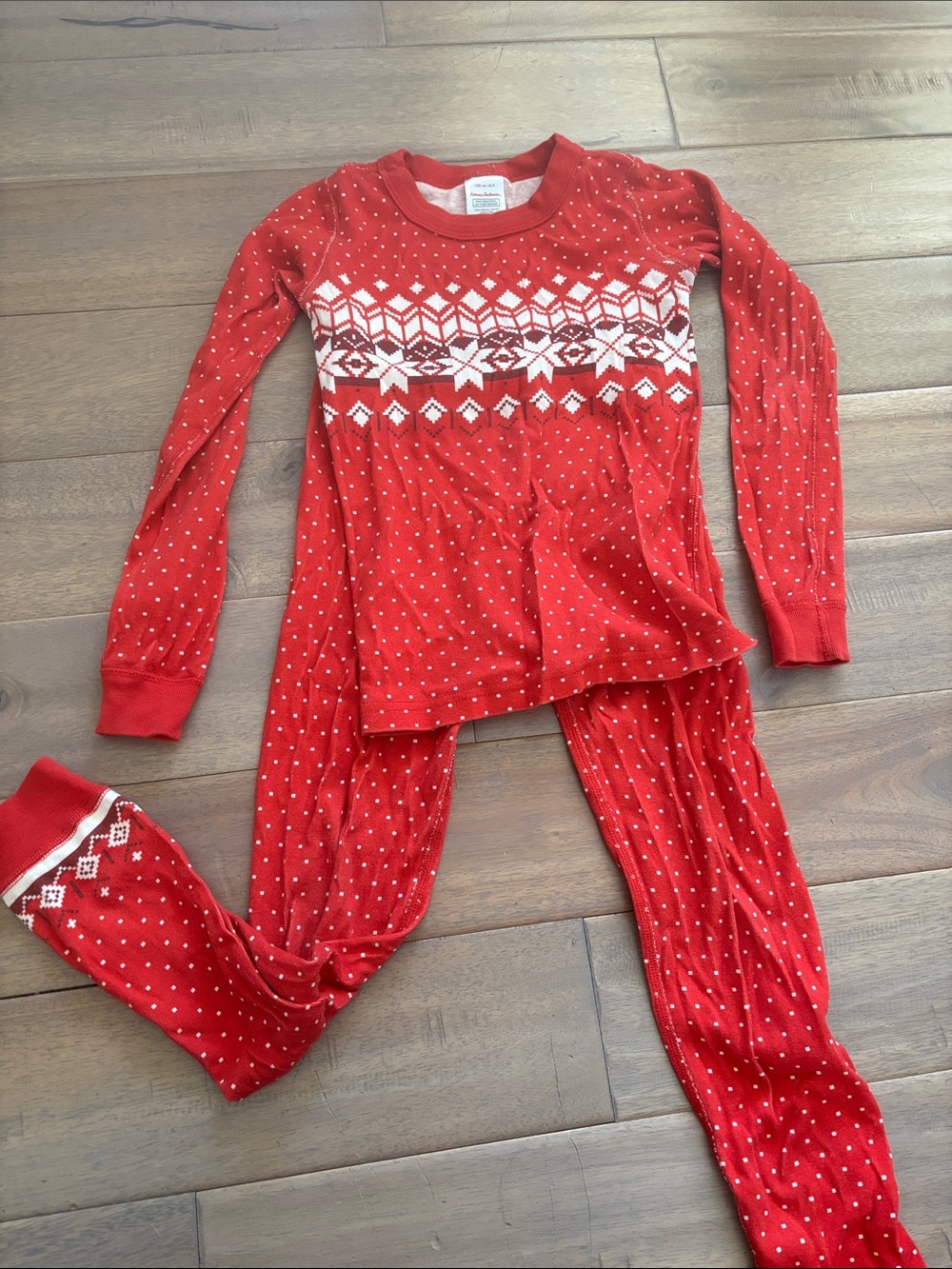 Hanna Andersson Kids Red Fair Isle Pajama Set